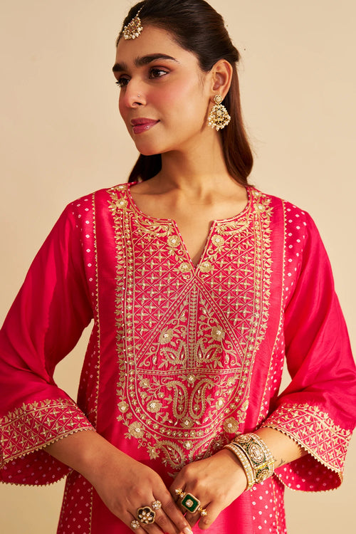 Esra Hotpink Long Chauga with Salwar