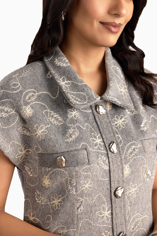 Silver Sage Pleated Dress