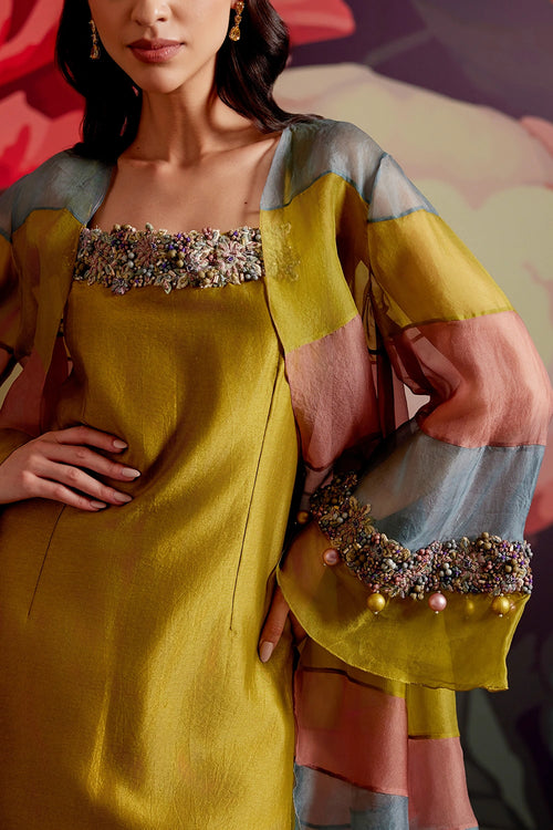 Angoori Tri Color Kurta Jacket Set