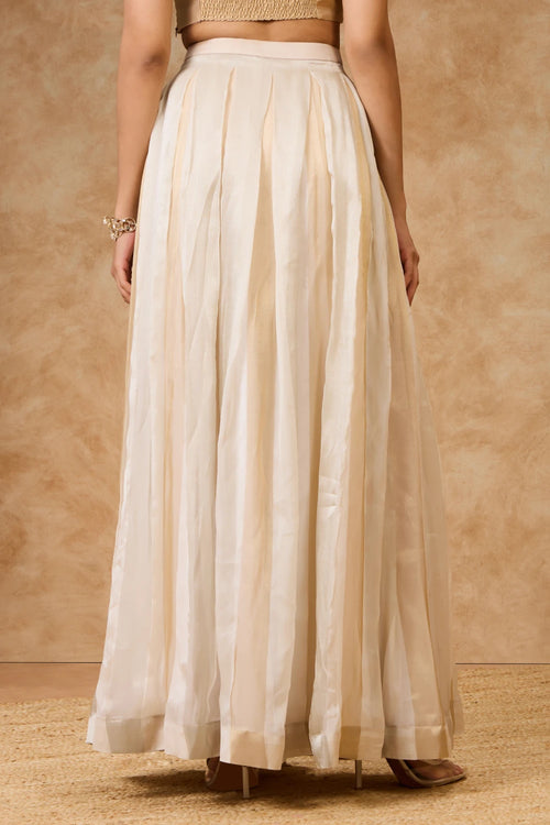 Ivory Gold Pleated Skirt