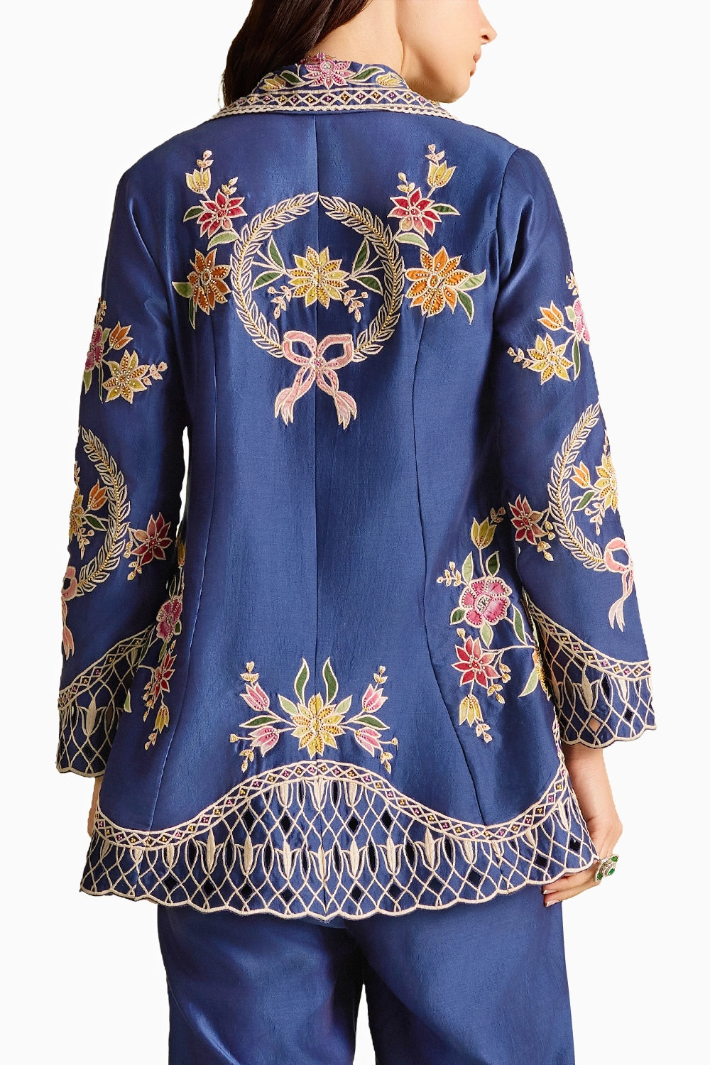 Indigo Applique And Threadwork Jacket