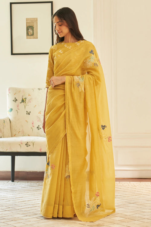 Rue Floral Threadwork Saree