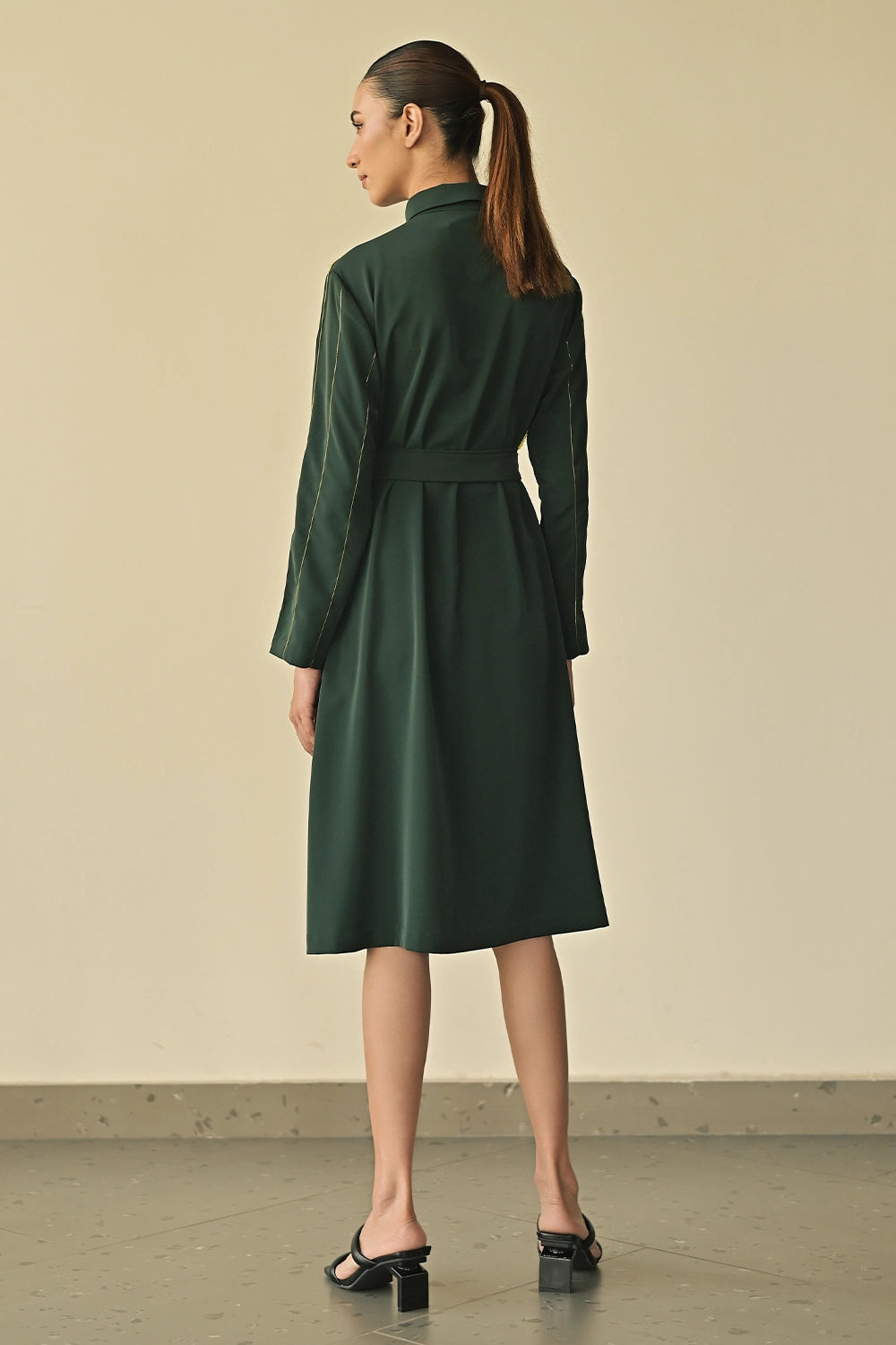 Scrunched Sleeve Shirt Dress