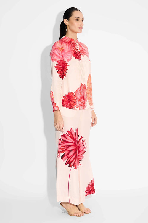 Floral Print Pintuck Shirt