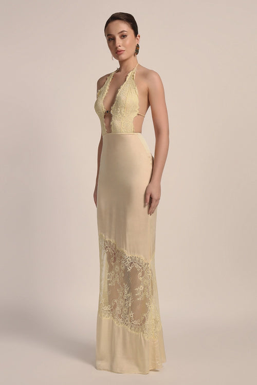 Capri Yellow Iris Backless Dress