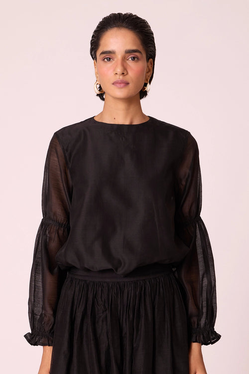 Atlas Black Handwoven Top