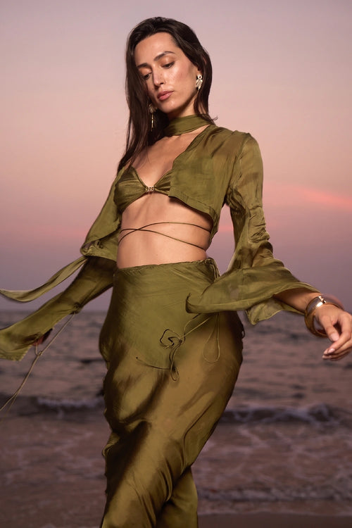 Olive Twilight Crop Shirt