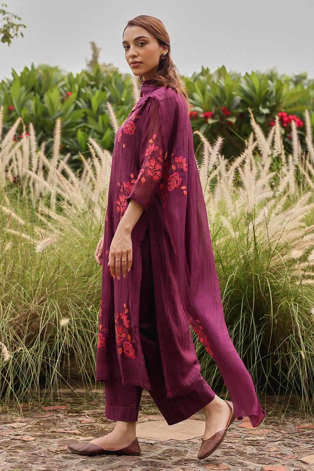 Amethyst Cotton Applique Kurta Set