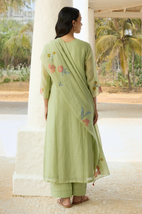 Lime Applique Kurta Set