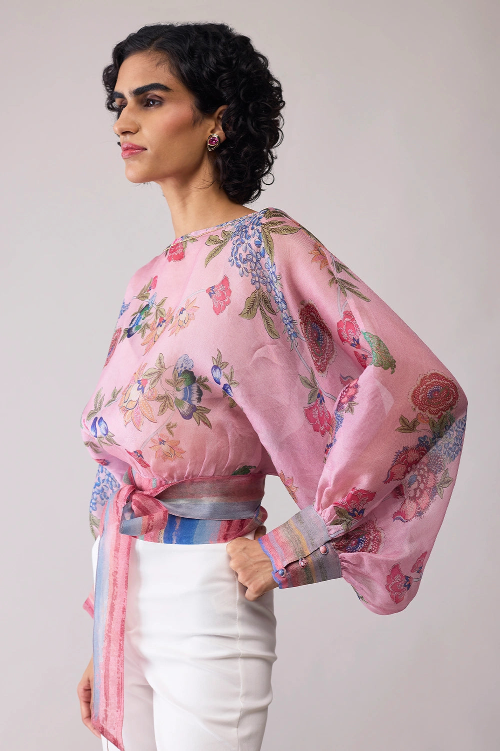 Maria Pink Print Organza Top