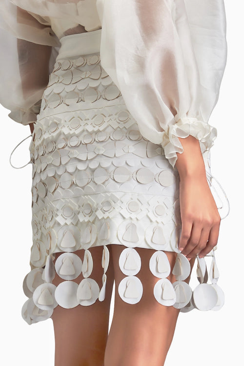 White Intricate Layered Skirt
