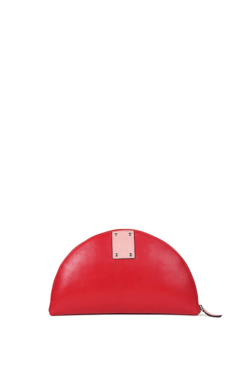 Lussa Red Pink Half Moon Clutch Bag