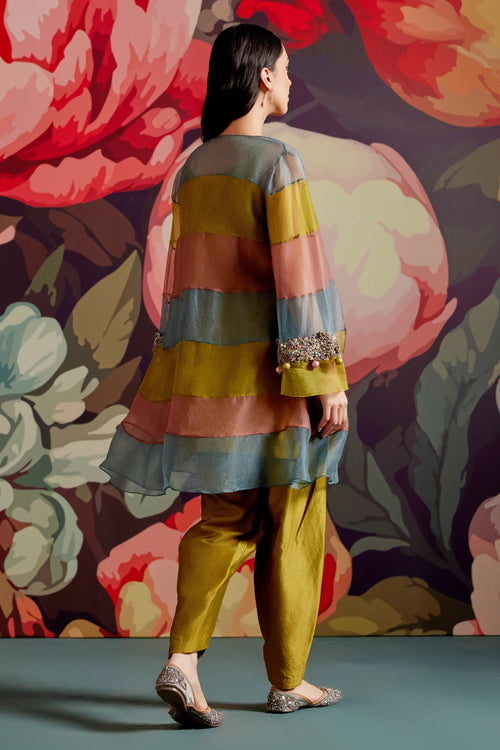 Angoori Tri Color Kurta Jacket Set