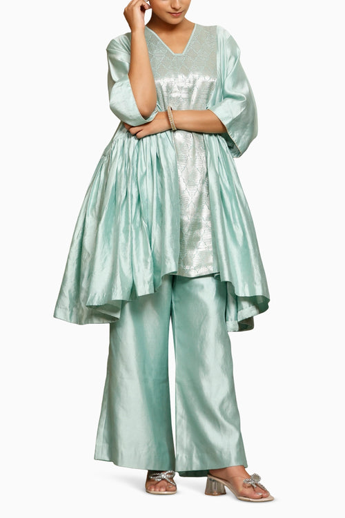 Sehej Blue Gather Kurta Set