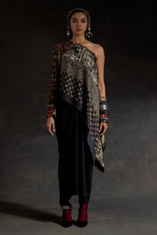 Akaar Rasa One Shoulder Long Top Co-ord Set