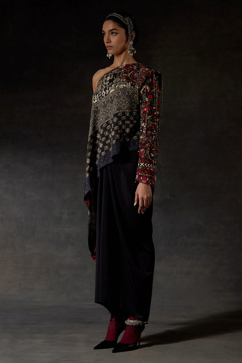 Akaar Rasa One Shoulder Long Top Co-ord Set