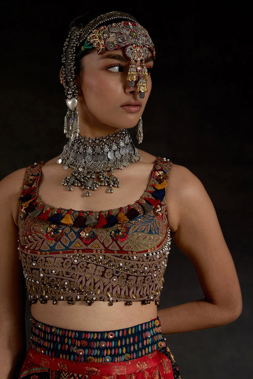 Red Akaar Kalpa Blouse Set