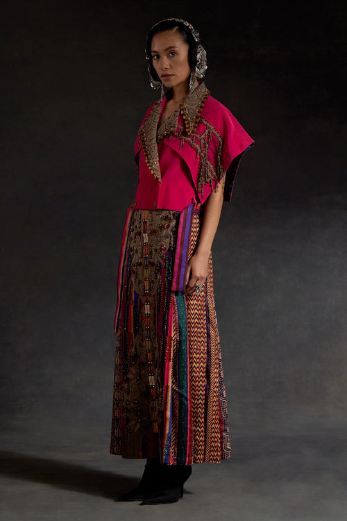 Pink Akaar Zoa Cropped Trench Set