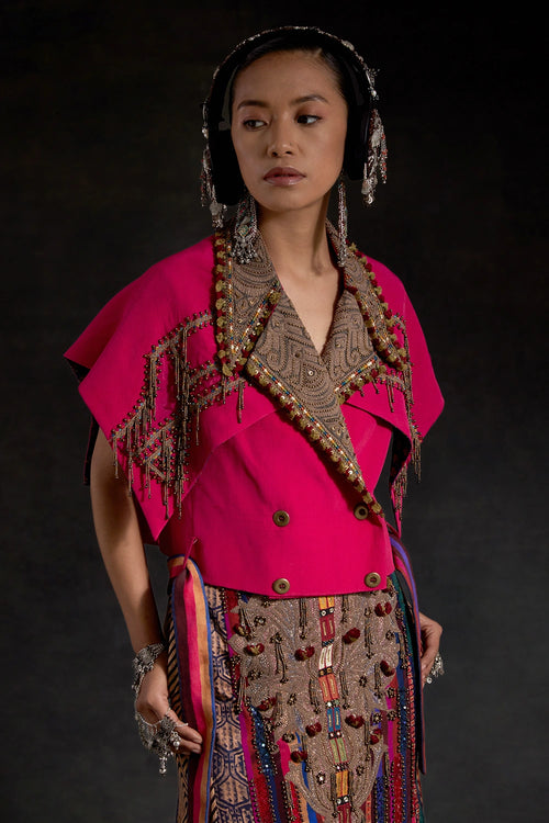 Pink Akaar Zoa Cropped Trench Set
