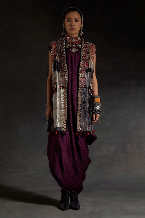 Multicolor Akaar Ruhi Sleeveless Jacket Set