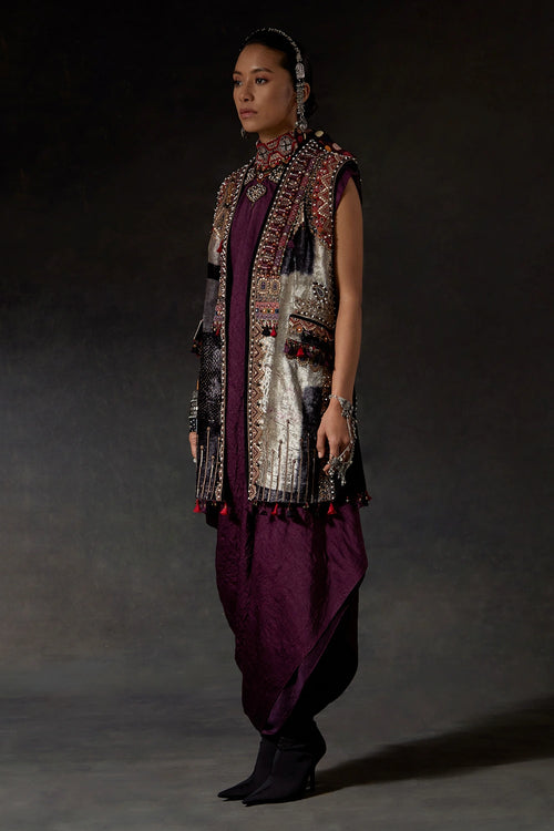 Multicolor Akaar Ruhi Sleeveless Jacket Set