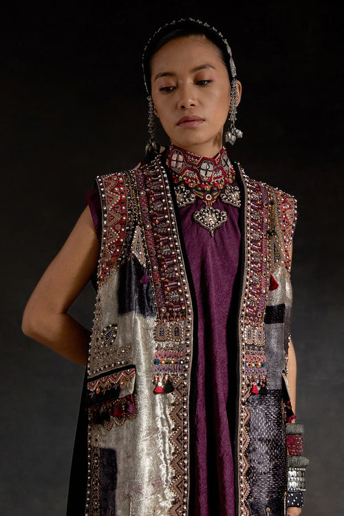 Multicolor Akaar Ruhi Sleeveless Jacket Set