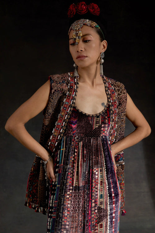 Akaar Ruhi Sleeveless Multicolor Jacket