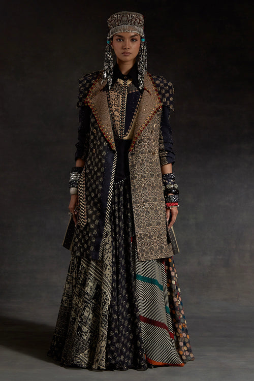 Black Akaar Hina Trench Coat Set