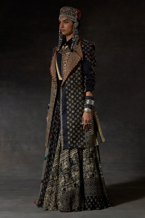 Black Akaar Hina Trench Coat Set