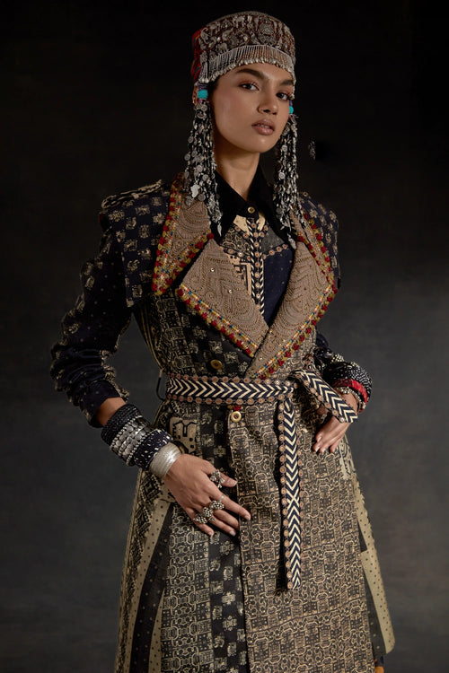Black Akaar Hina Trench Coat Set