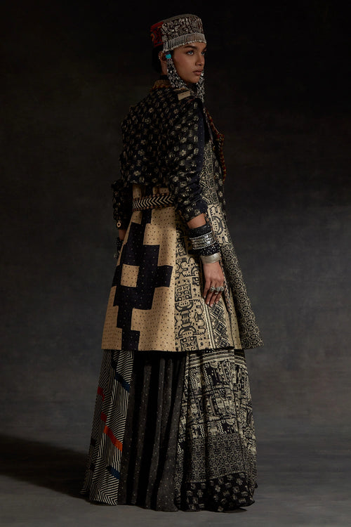Black Akaar Hina Trench Coat Set