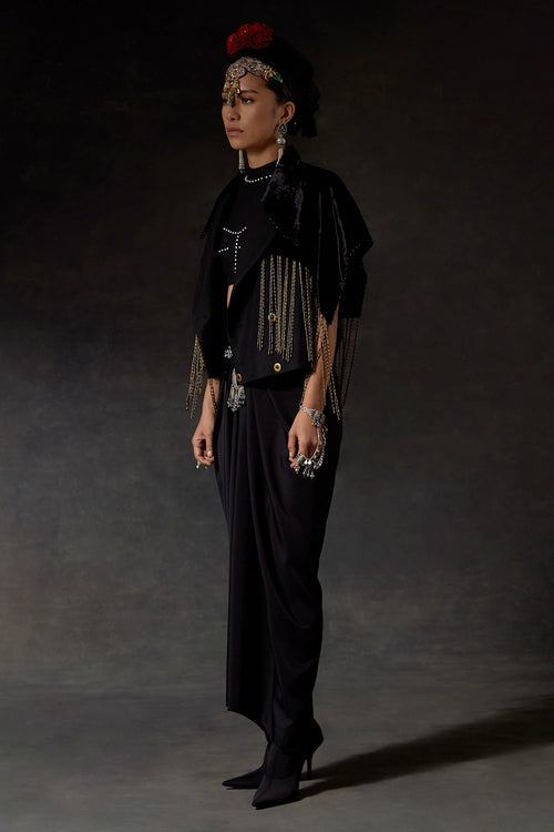 Black Akaar Zoa Cropped Trench Set