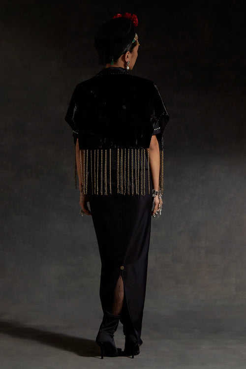 Black Akaar Zoa Cropped Trench Set