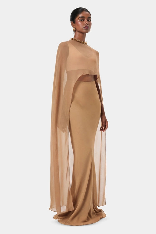 Sand Embellished Overlay Cape Top