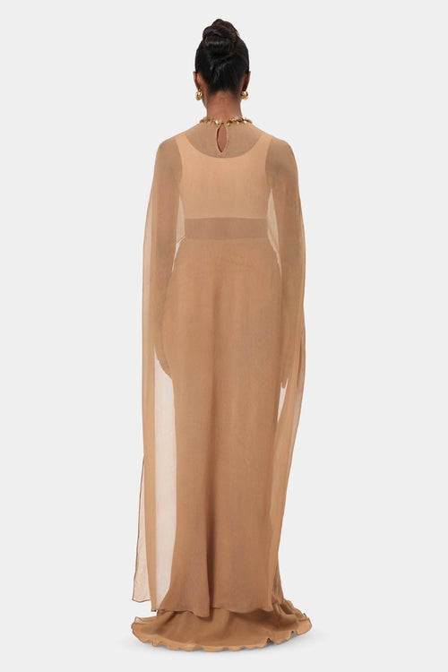 Sand Embellished Overlay Cape Top