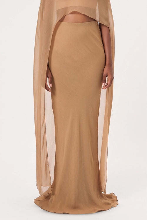 Sand Bias Cut Maxi Skirt