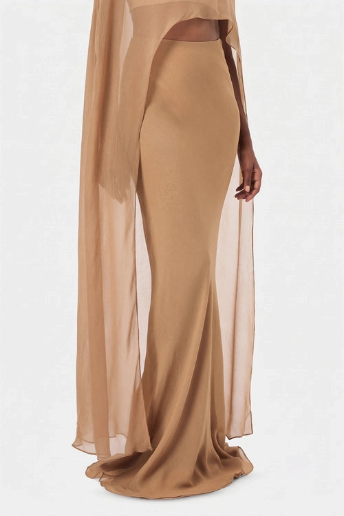 Sand Bias Cut Maxi Skirt