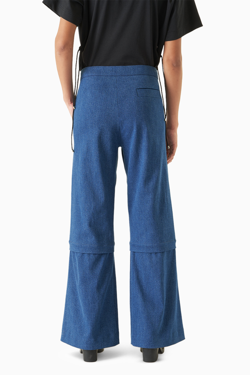 Black Side Eyelet T-Shirt with Blue Cargo
