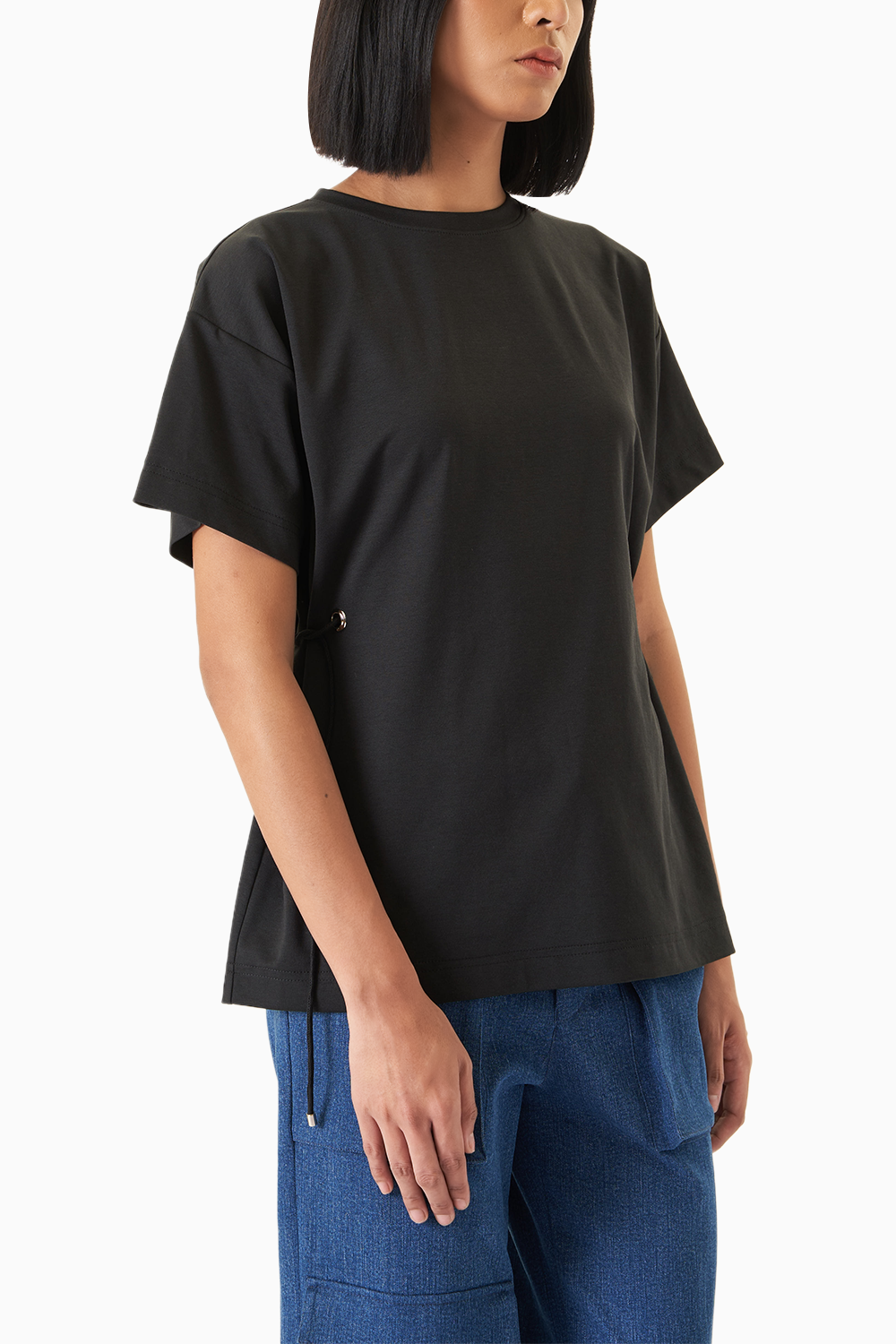 Black Side Eyelet T-Shirt