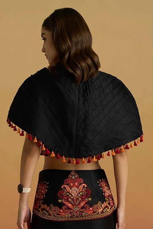 Black Pleated Corset Amaryllis Top