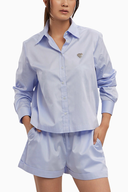 Sky Blue Swarovski Heart Shorts Co-ord Set