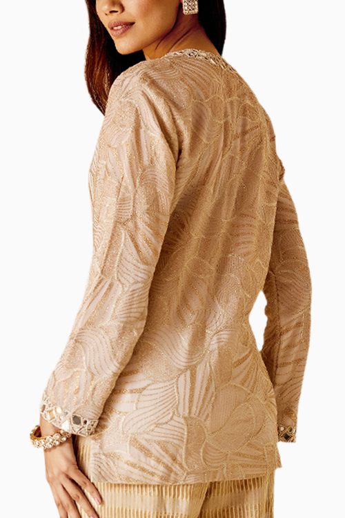 Beige Mirrorwork Tunic