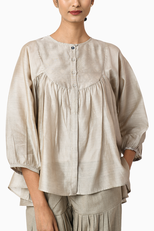 Creme Chanderi Top