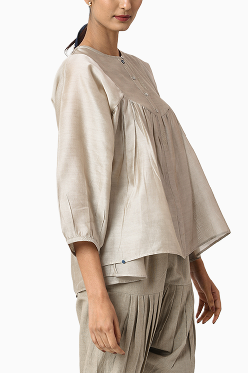 Creme Chanderi Top