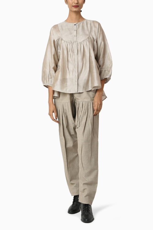 Creme Chanderi Top
