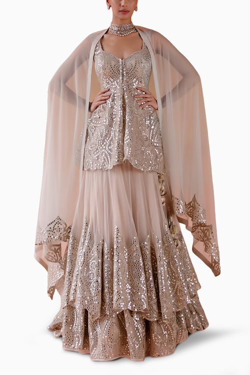 Ivory Layered Lehenga