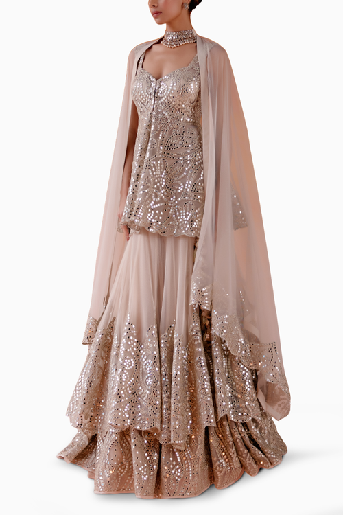 Ivory Layered Lehenga