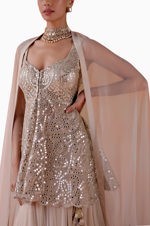 Ivory Layered Lehenga