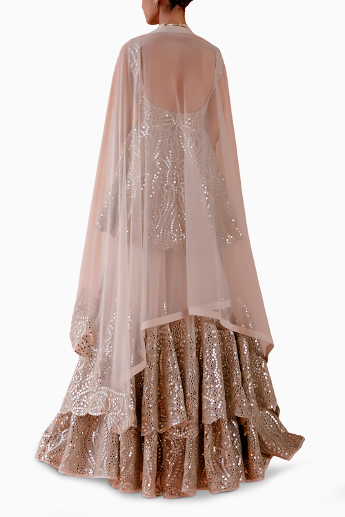 Ivory Layered Lehenga