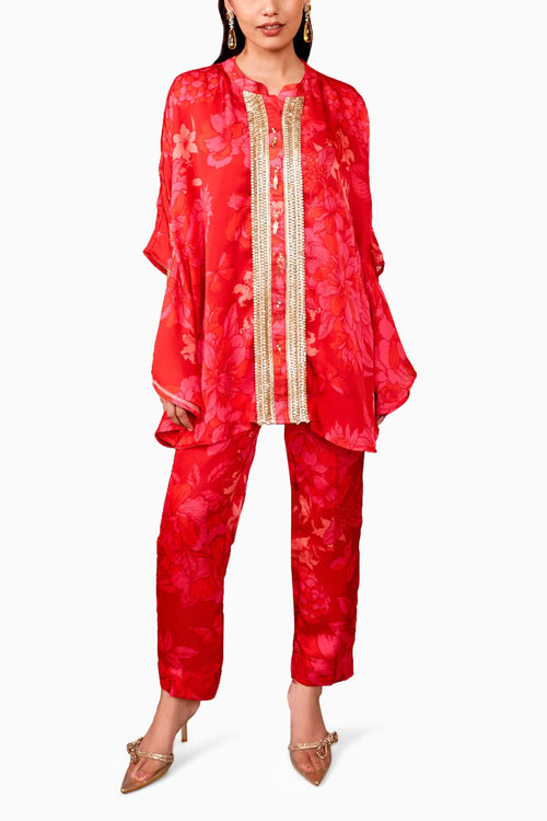 Kainaat Red Kurta Set